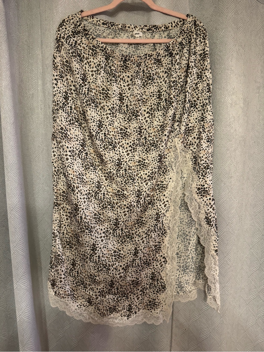 Aerie Animal Print Lace-Trim Skirt